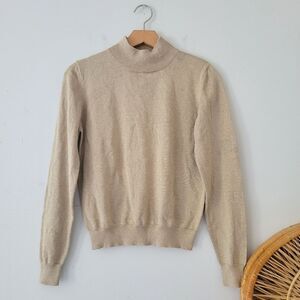 Vintage Andrea Viccaro Silk Gold Sweater Metallic Glitter Petite Medium